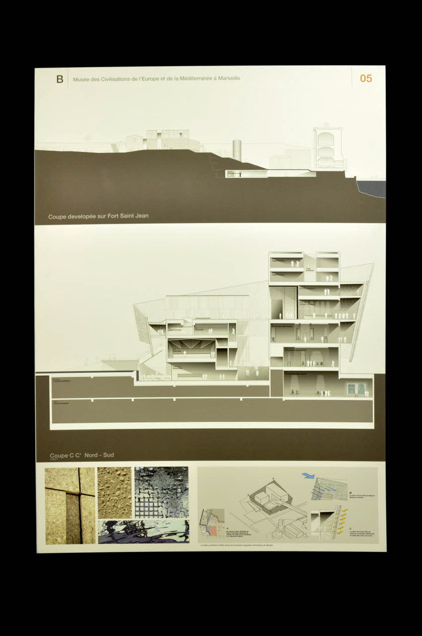 Tod Williams ; Billie Tsien panneau Projet du concours d'architecture pour le Mucem J4 France 2002 2017.42.4.7 Photo Mucem