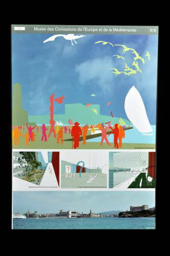 OMA ; Rem Koolhaas ; Julien Monfort panneau Projet du concours d'architecture pour le Mucem J4 France 2002 2017.42.9.8 Photo Mucem