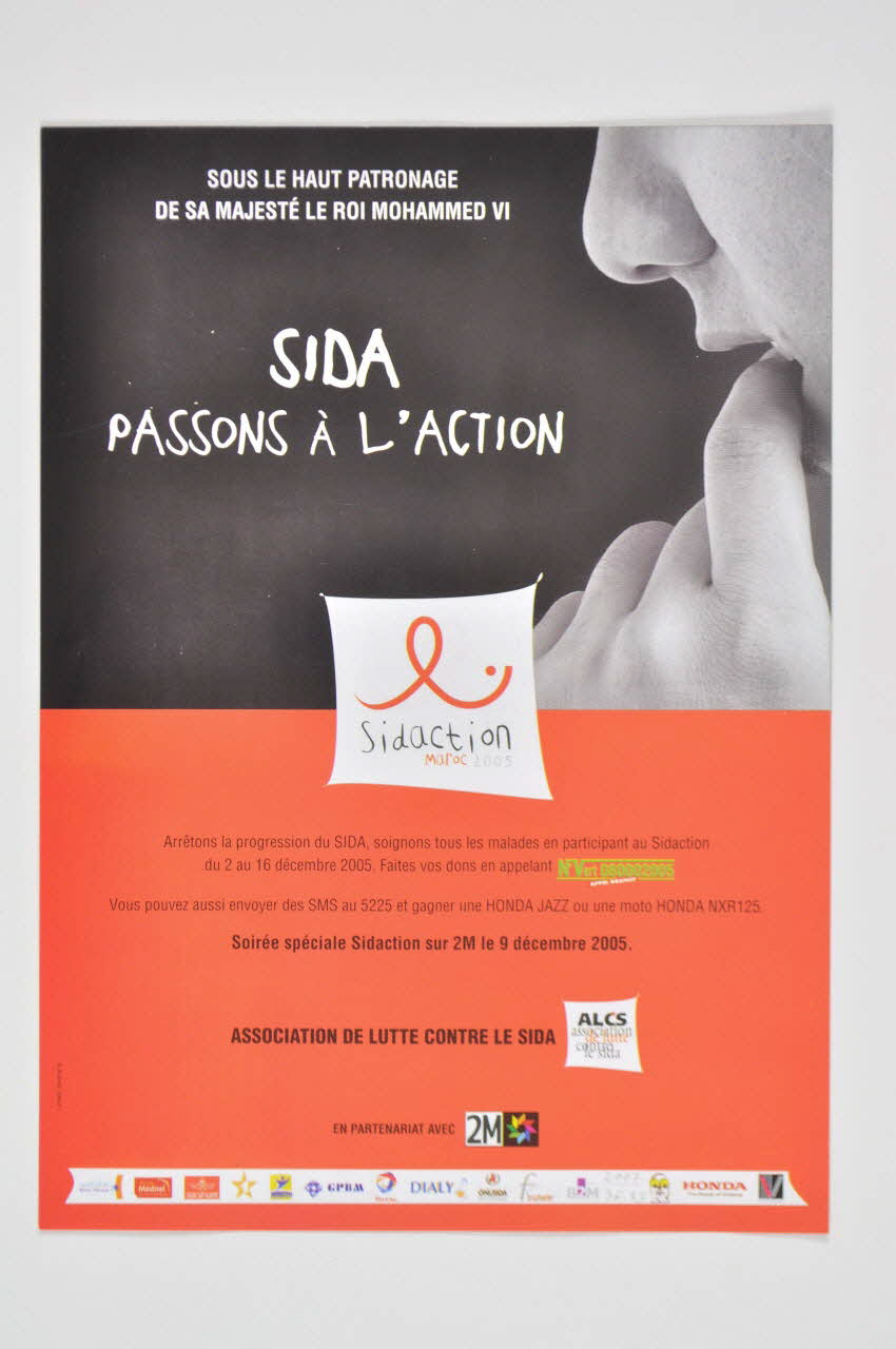 Alcs, 2m flyer "Sida passons à l'action" en français et en arabe Maroc 2005/12/9 2007.36.33 Photo Mucem