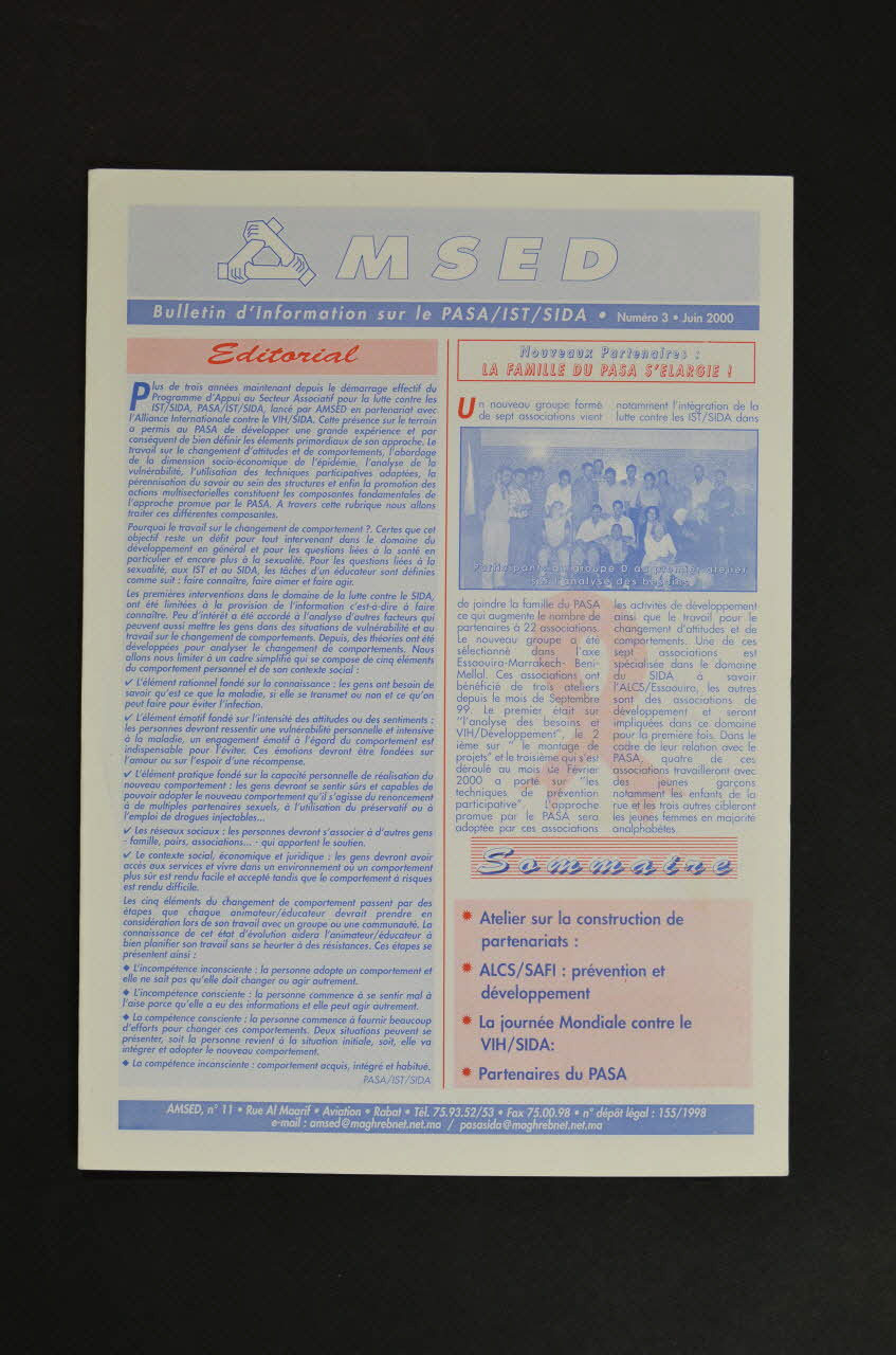 Amsed Bulletin d'information AMSED, n°3, Juin 2000 Maroc 2000 2007.37.5  Photo Mucem