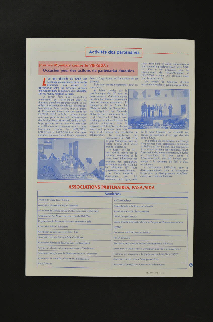 Amsed Bulletin d'information AMSED, n°3, Juin 2000 Maroc 2000 2007.37.5 Photo Mucem