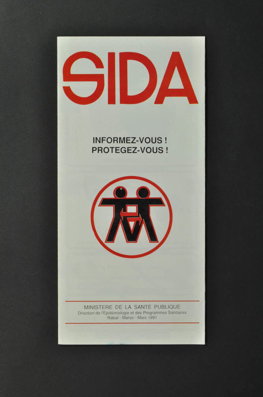 Ministère De La Santé Publique, Direction De Dépliant "Sida. Informez-vous ! Protégez-vous !" (en français et en arabe) Maroc 1991/3 2007.38.24 Photo Mucem