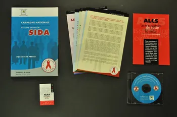 Ministère de la santé Dossier "Campagne Nationale de communication sociale de lutte contre le sida" : 1. Le dossier 2 DVD conférence de presse 3.Dépliant ALCS 4. Communiqué du Ministre de la santé 5.Le sida en chiffres  6.La stratégie du Ministère de la Santé. 7. La campagne. 8. Les jeunes. 9. Le sida dans le monde (en français et en arabe) Maroc 2004/6/2 2007.38.28.1-9 Photo Mucem