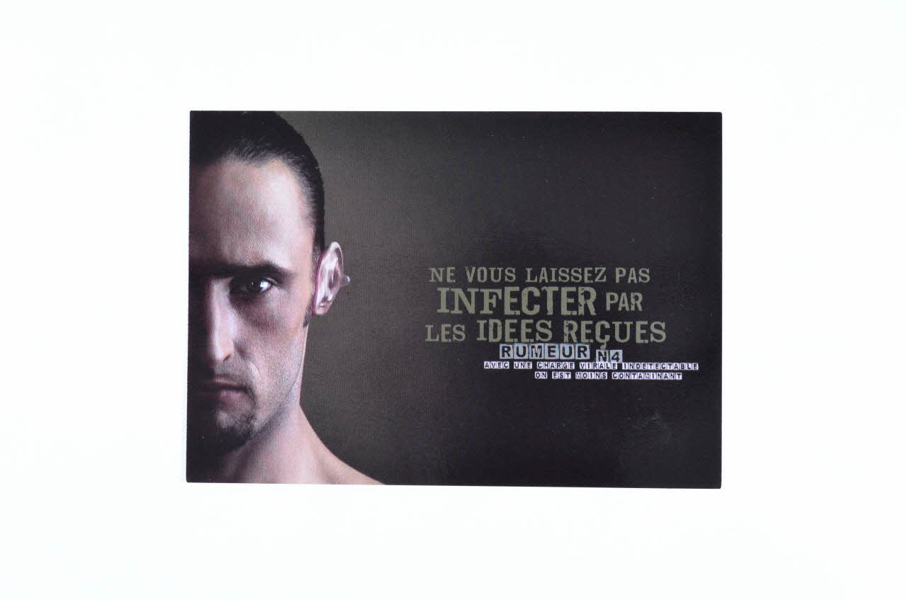 Sneg, Inpes carte postale "Ne vous laissez pas infecter par les idées reçues. /  Avec une charge virale indétectable on est moins contaminant" France 2007 2007.66.107 Photo Mucem