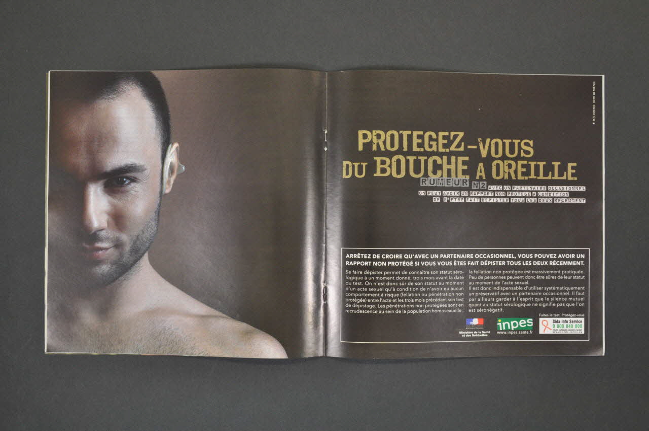 Institut National de Prévention et d'Education pour la Santé (INPES) revue L'agenda clubbing & loisirs, octobre 2006 : "Protégez-vous du bouche à oreille" France 2006/10 2007.66.12 Photo Mucem