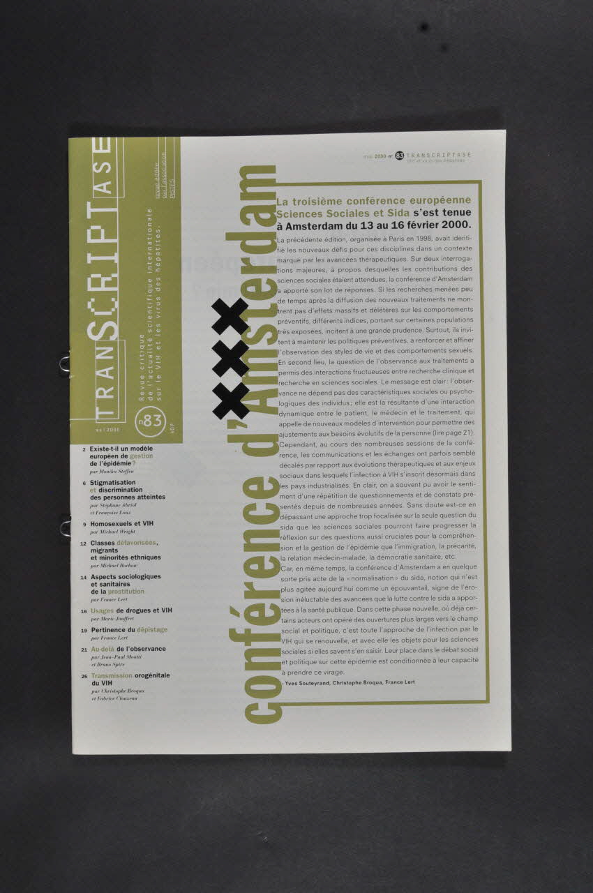 CRIPS (Centre régional d'information et de prévention du sida) revue Conférence d'Amsterdam Sciences Sociales et Sida France 2000 2007.66.130 Photo Mucem