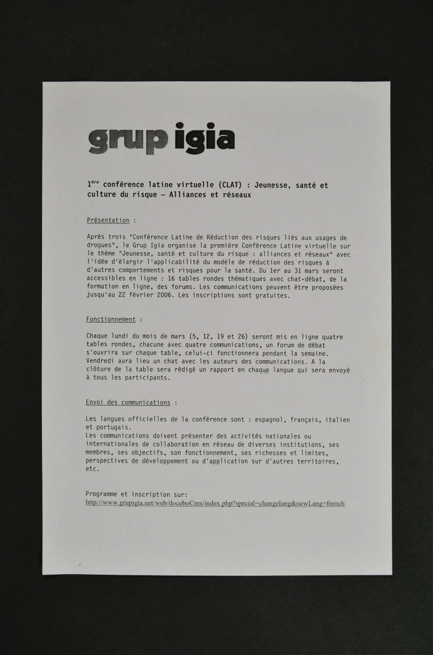 CRIPS (Centre régional d'information et de prévention du sida) Feuille informative France 2007/2 2007.66.134.11 Photo Mucem