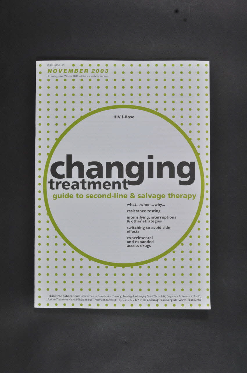 Hiv I-Base revue Changing treatment. Guide to second-line & salvage therapy (Changement de traitement. Guide pour la thérapie de seconde ligne et la thérapie de secours) International 2003/11 2007.66.144.1 Photo Mucem