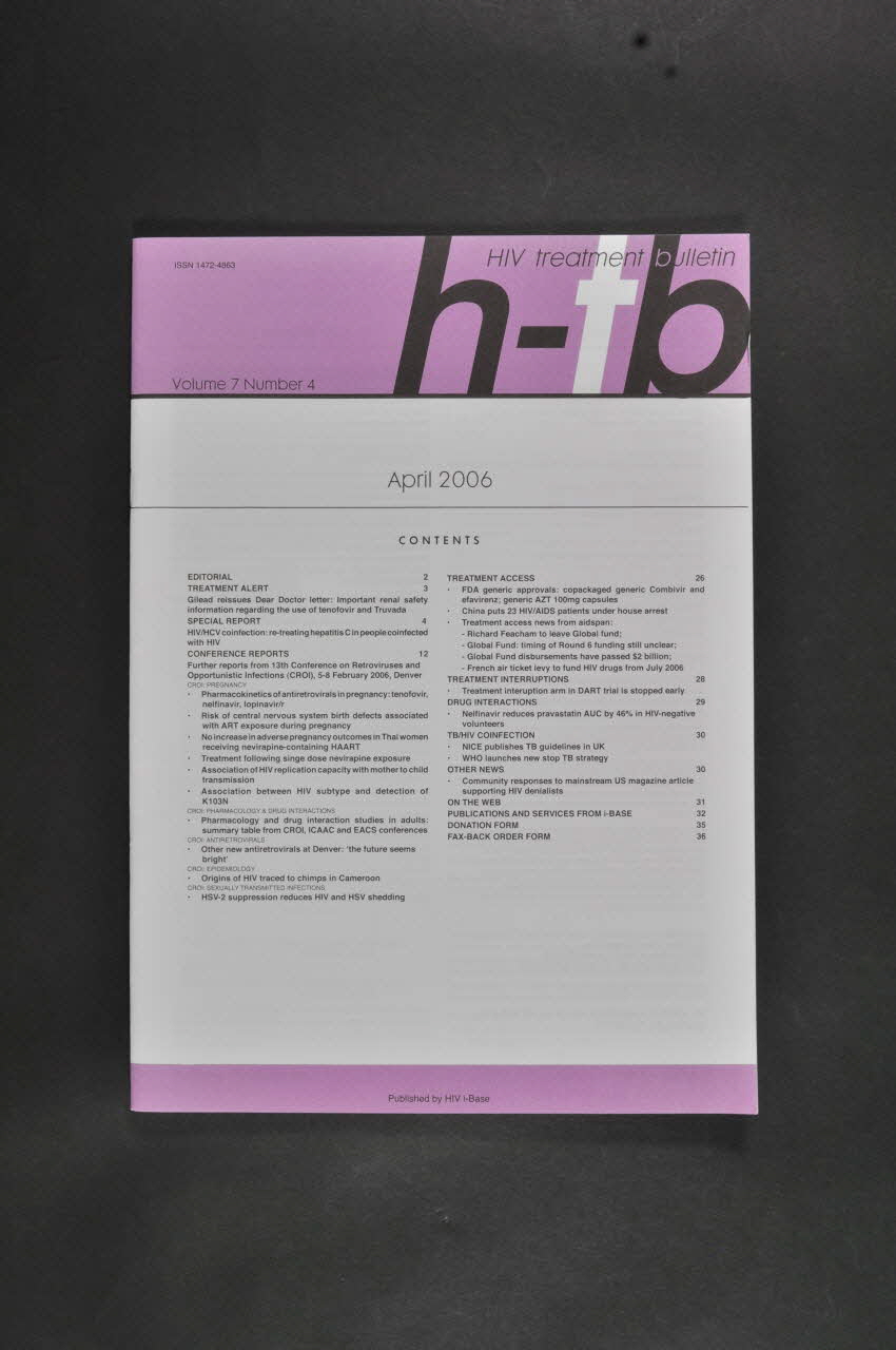 Hiv I-Base revue HIV-treatment bulletin vol 7 n°4 International 2006/4 2007.66.145 Photo Mucem