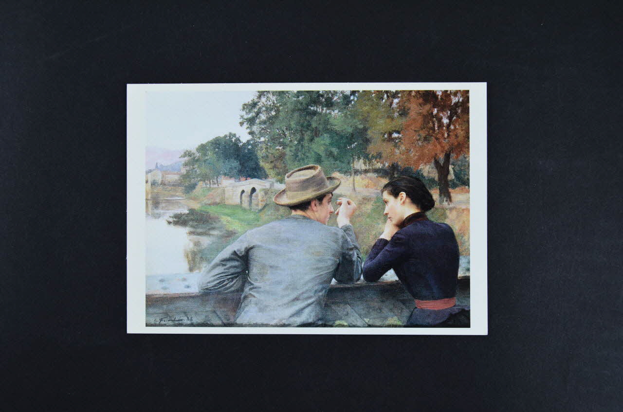 Commission Sociale De La Réunion Des Musées carte postale 1er décembre 1999. Journée mondiale de lutte contre le sida. La Réunion des Musées Nationaux poursuit son engagement. / Emile Friant. Les amoureux France 1999 2007.66.68 Photo Mucem