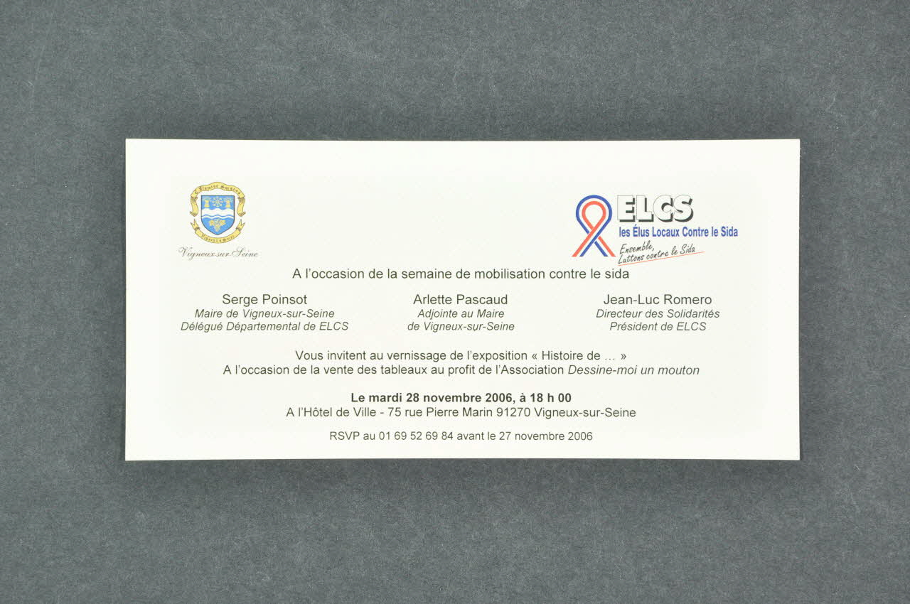 INVITATION "Histoire de..." au profit de l'association Dessine-moi un mouton" France 2006/11 2007.66.82 Photo Mucem