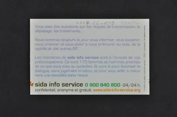 Sida Info Service - Ligne Azur Carte d'information "J'ai fait l'amour avec une copine récemment..." France 2004 2007.66.9 Photo Mucem