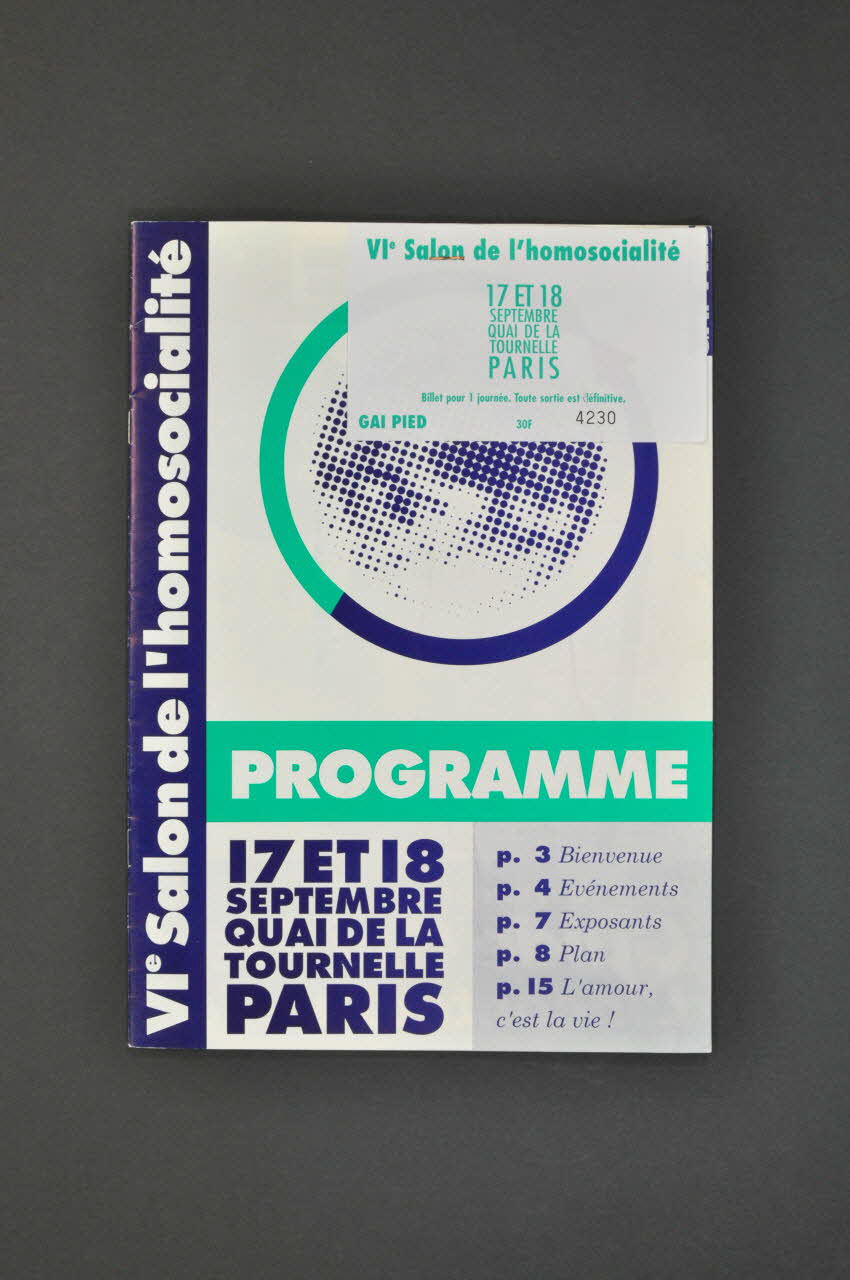 Aides, Gai Pied BROCHURE VI° salon de l'homosocialité France 1994 2007.66.95 Photo Mucem