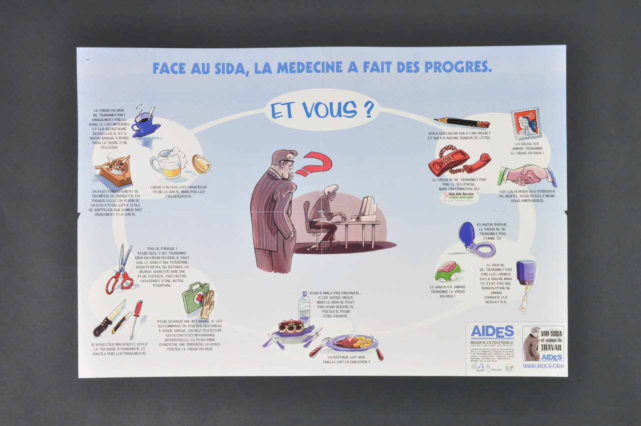 Aides Mission Entreprise affiche Face au sida, la médecine a fait des progrès. Et vous ? France 2002 2007.68.1 Photo Mucem