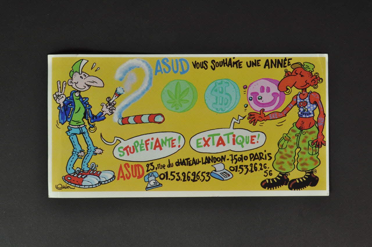 Asud carte de voeux ASUD vous souhaite une année 2000 stupéfiante, extatique !" France 2000 2007.68.5 Photo Mucem