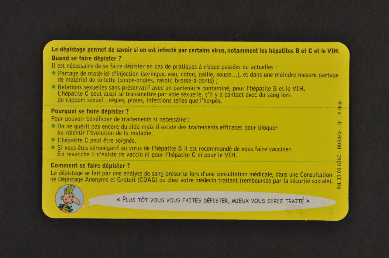 Carte d'information le dépistage 2007.68.9 Photo Mucem