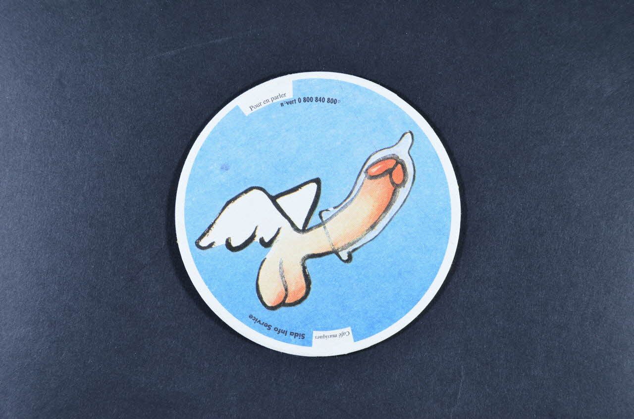 Sida Info Service / Café Musiques sous-bock Pénis volant France 1995 2007.69.12 Photo Mucem