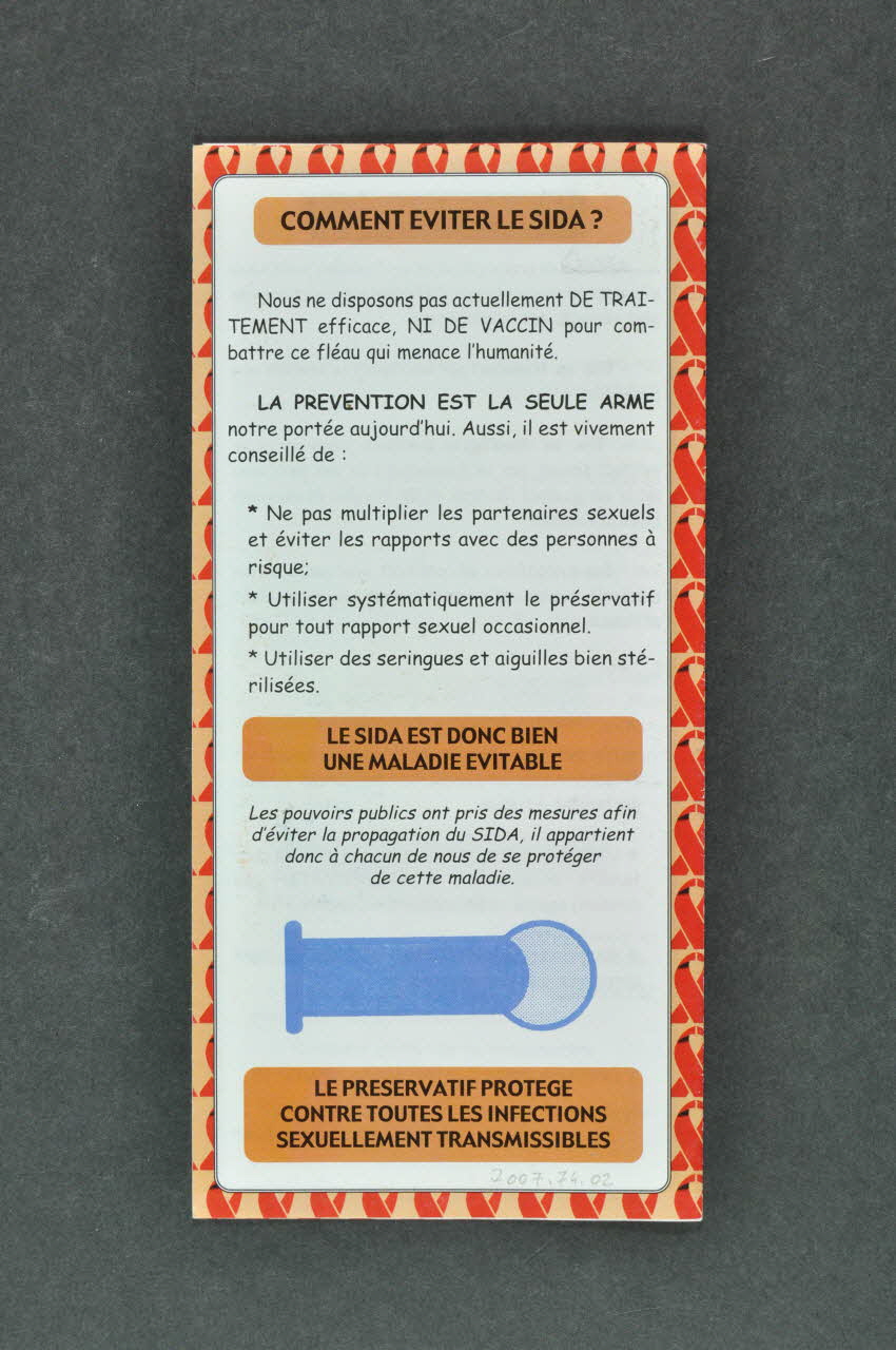 Ministère De La Santé Publique BROCHURE "Les infections sexuellement transmissibles et leur prévention" (en français) Tunisie 2007 2007.74.2  Photo Mucem