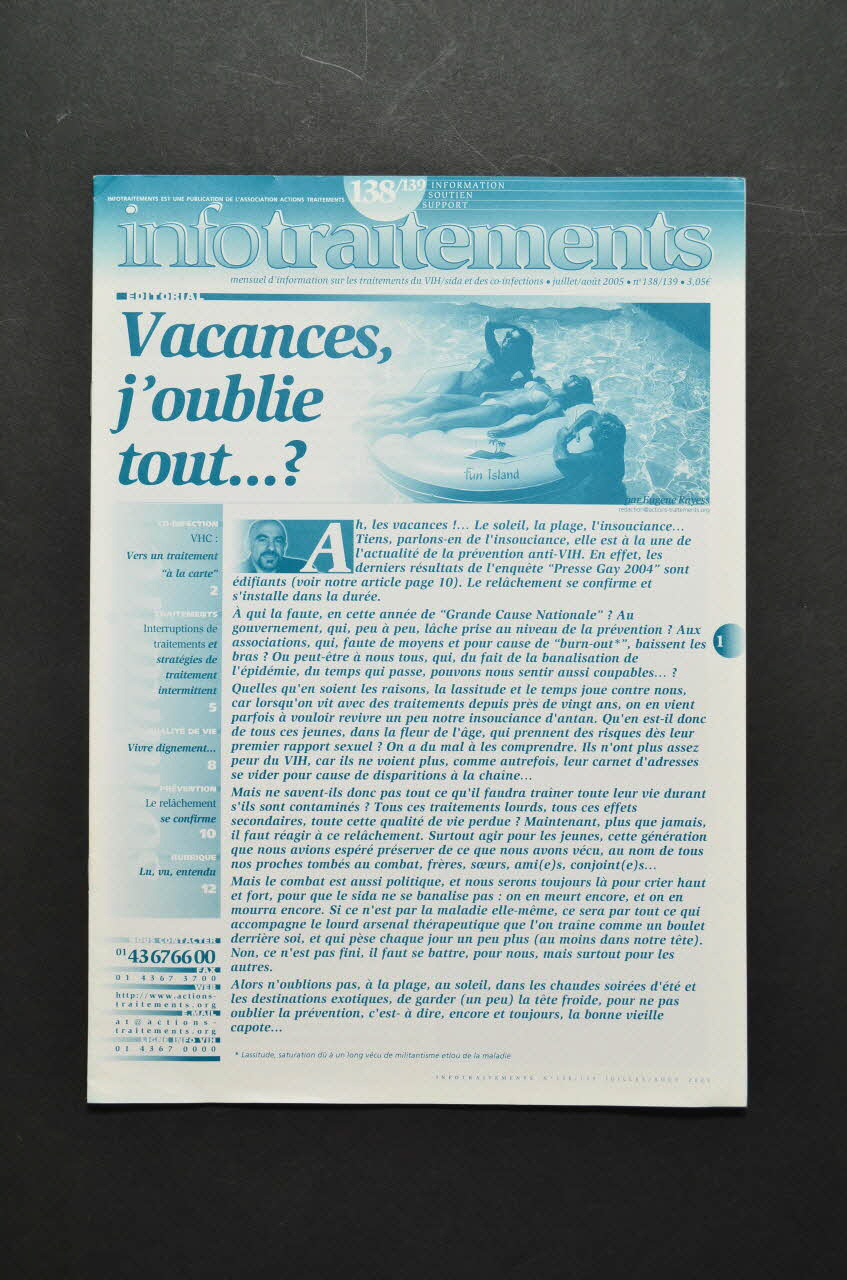 Actions Traitements revue "Vacances, j'oublie tout...?" France 2005/7 2007.77.153 Photo Mucem