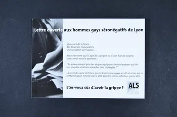 Association de Lutte contre le Sida (ALS) Lyon carte postale "Lettre ouverte aux hommes gays séronégatifs de Lyon" France 2002 2007.77.182 Photo Mucem