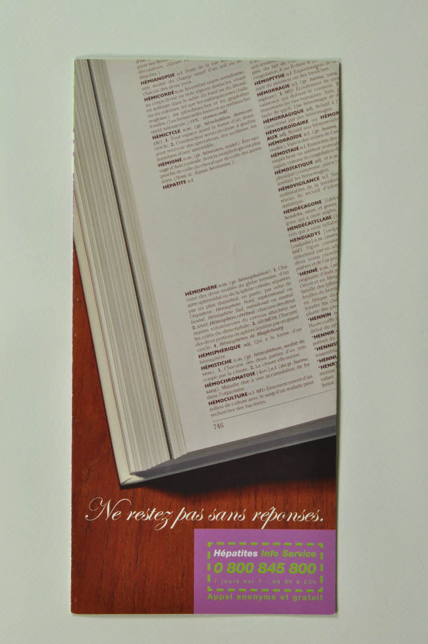 Ligne De Vie Dépliant "Hépatite. Ne restez pas sans réponses." France 2006 2007.77.210 Photo Mucem
