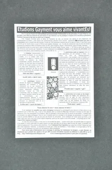 Etudions Gayment tract "Etudions gayment vous aime vivant(e)s !" France 2006 2007.77.213 Photo Mucem
