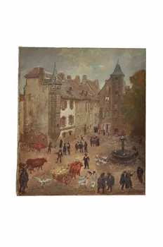 Gaëtan Dumas tableau Place du marché à Salers Auvergne, France 1911 1957.74.337 Photo Mucem