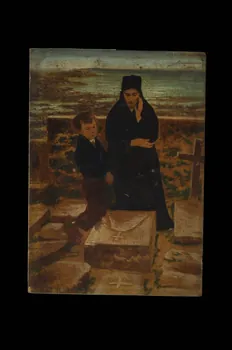 Anonyme tableau Femme bretonne au cimetière France 1880-1892 1959.31.1  Photo Mucem