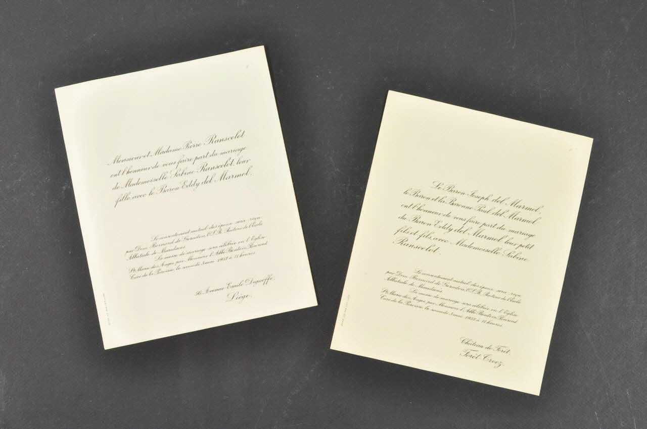 FAIRE-PART DE MARIAGE 1952 DMH1959.21.28.1-2 Photo Mucem