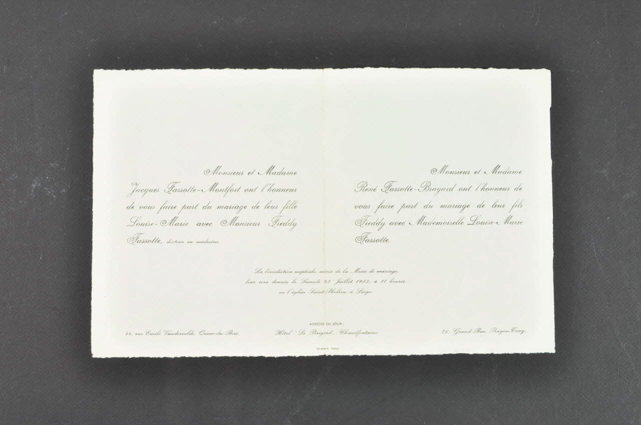 FAIRE-PART DE MARIAGE 1955 DMH1959.21.29 Photo Mucem