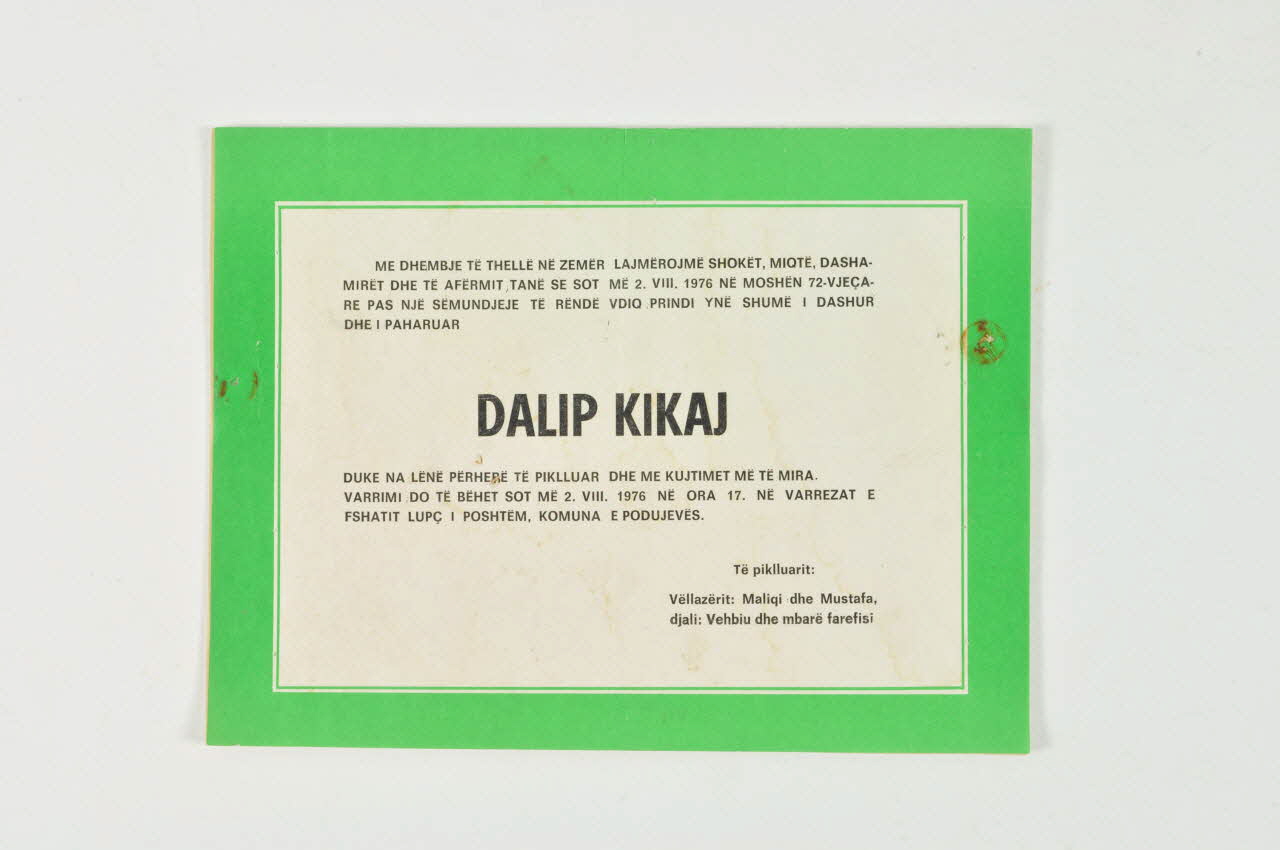 faire-part de décès DMH1976.84.4 Photo Mucem