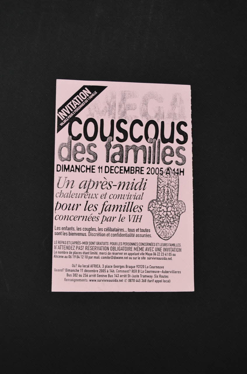 tract Invitation : couscous des familles France 2005/12 2007.77.237 Photo Mucem