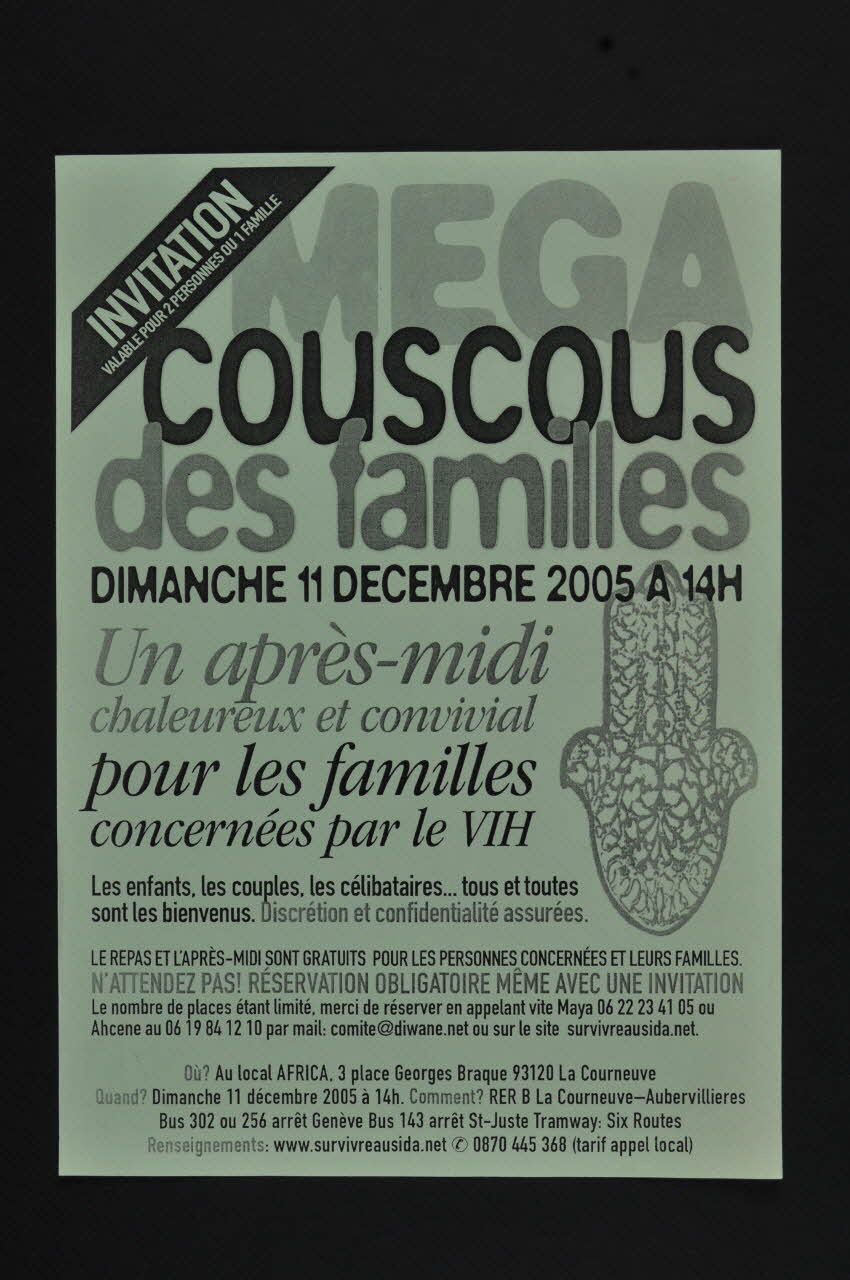 tract Invitation : couscous des familles France 2005/12 2007.77.238 Photo Mucem