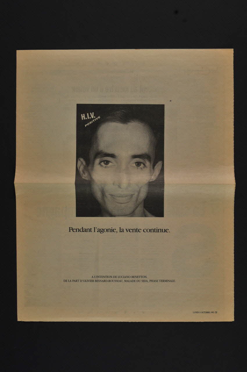 Libération Coupure de presse "Pendant l'agonie, la vente continue." France 1993/10/11 2007.77.242 Photo Mucem