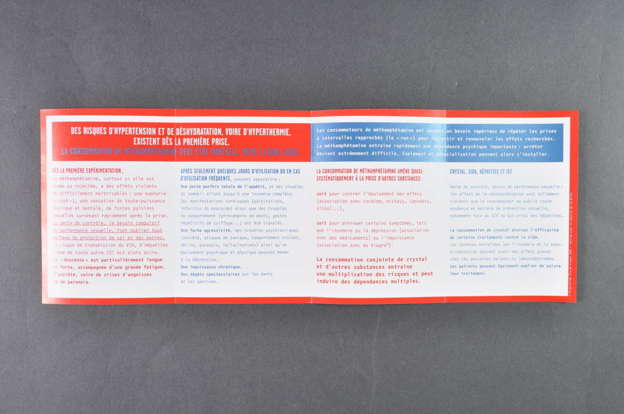 Dépliant "La méthamphétamine/ Le Crystal / C'est quoi ?" 2007.79.8 Photo Mucem