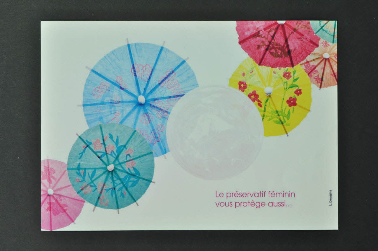 carte postale "Le préservatif féminin vous protège aussi." France 2006 2007.80.13 Photo Mucem