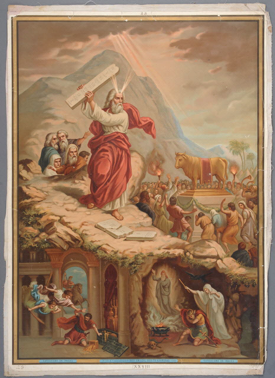 image pieuse CATECHISME EN IMAGES  N°.28.1.er Commandement de DIEU : UN SEUL DIEU TU ADORERAS. (Suite) Paris 1895-1905 1984.40.25 Photo