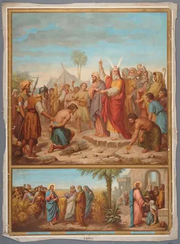 image pieuse CATECHISME EN IMAGES.  N.33.TROISIEME COMMANDEMENT DE DIEU : LES DIMANCHES TU GARDERAS EN SERVANT DIEU ... (suite) Paris 1895-1905 1984.40.30 Photo