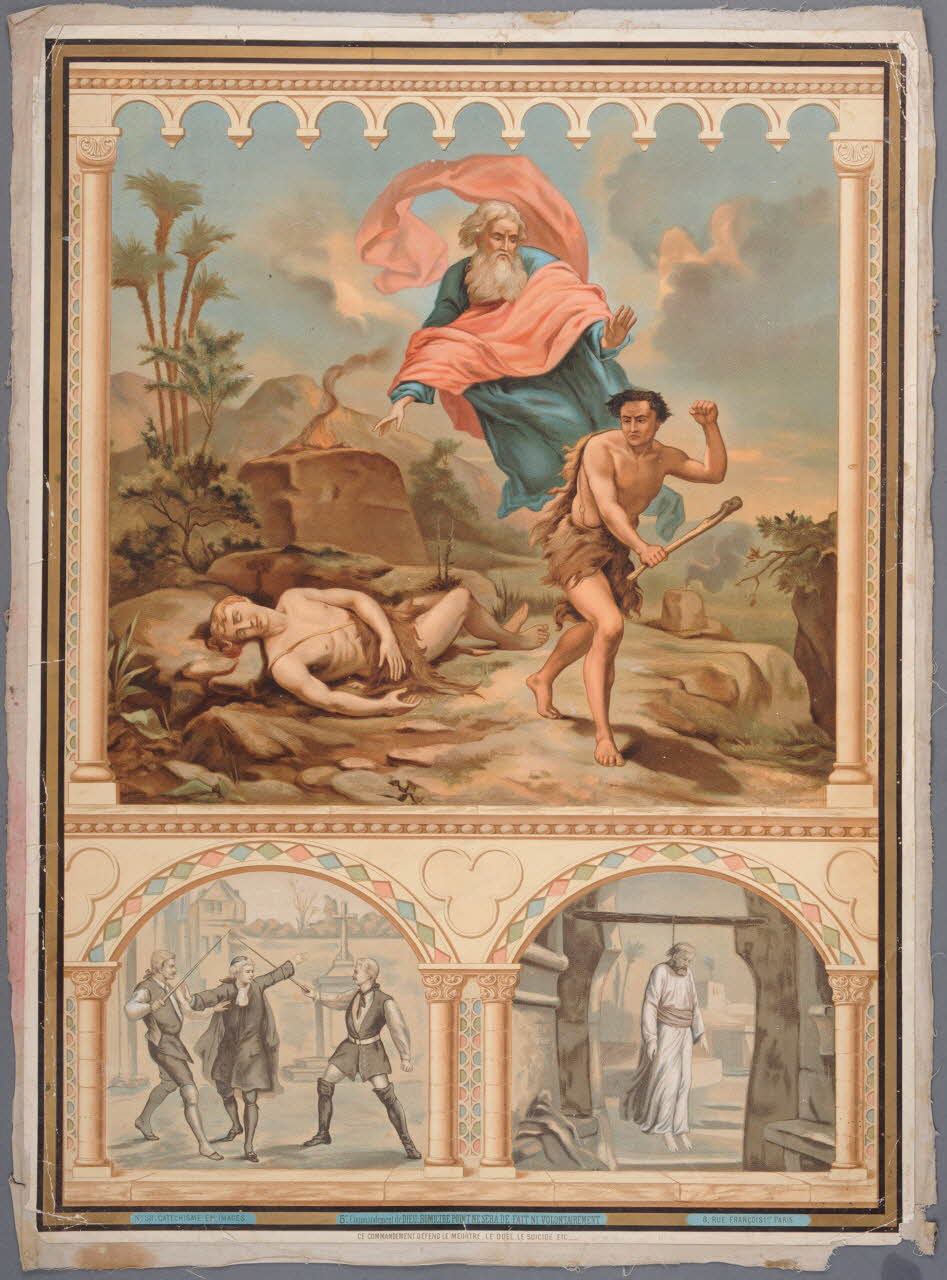Fournier image pieuse CATECHISME EN IMAGES  5e Commandement de DIEU : HOMICIDE POINT NE SERA DE FAIT NI VOLONTAIREMENT Paris 1895-1905 1984.40.34 Photo