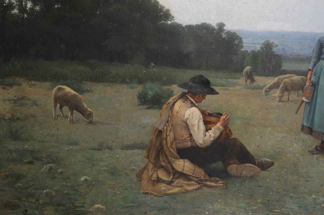 Jean Laronze tableau Berger joueur de vielle, Charolais France 1889 1985.10.1 Photo