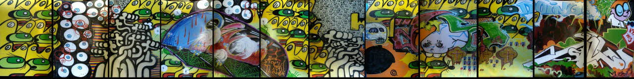 La Mano panneau de graffiti Panneau graffé Languedoc-Roussillon, France 2001/8/1-2001/8/5 2001.57.1-12 Photo