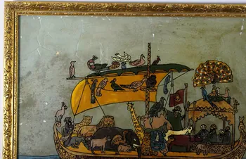 peinture sous verre L'Arche de Noé Tunisie 1925-1930 2003.186.1  Photo Mucem/Christophe Fouin