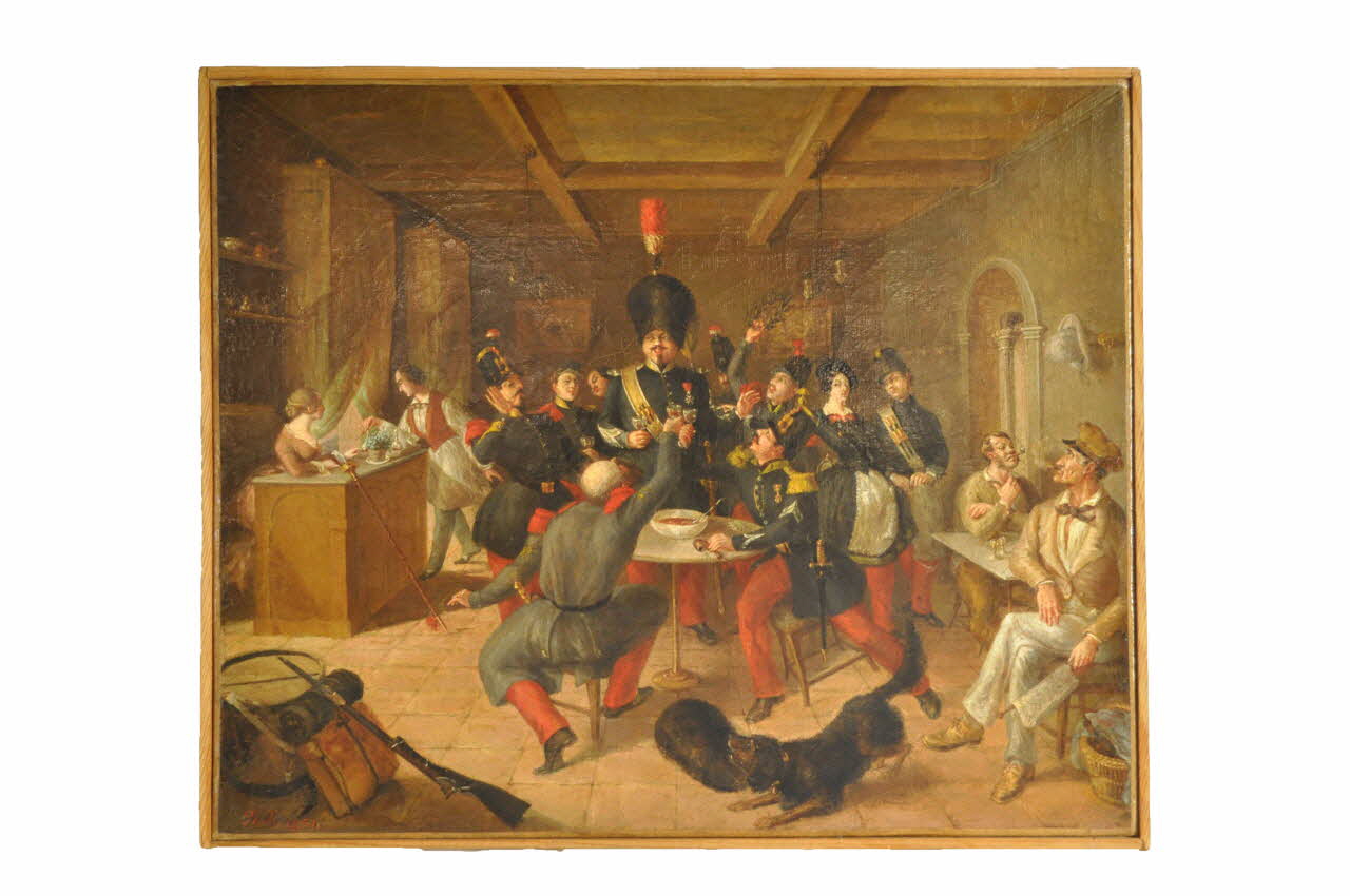 Anonyme tableau Vin d'honneur pour une Légion d'Honneur, dit aussi la fête du tambour-major France 1851 1958.131.2 Photo Mucem