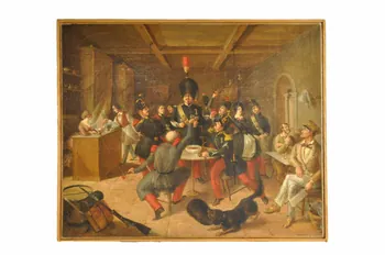 Anonyme tableau Vin d'honneur pour une Légion d'Honneur, dit aussi la fête du tambour-major France 1851 1958.131.2 Photo Mucem