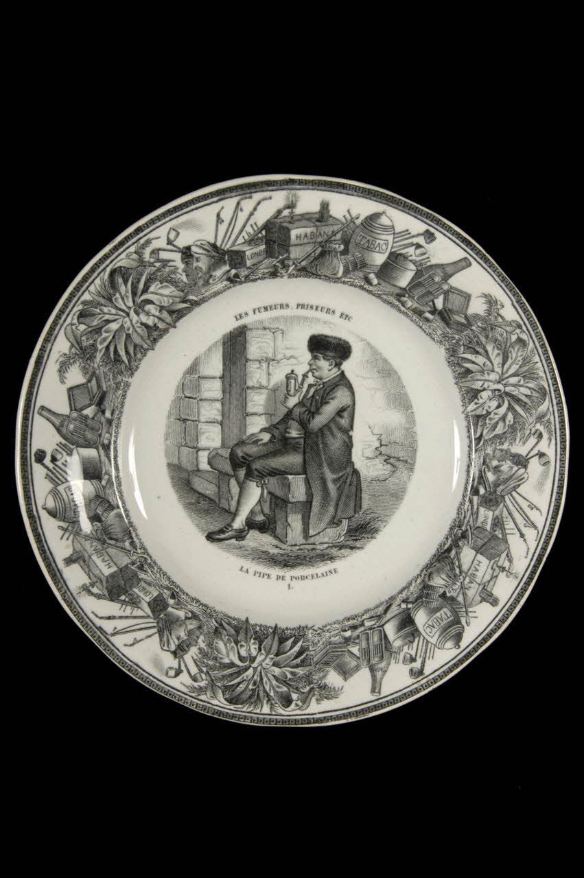 FaïEnces assiette plate Les fumeurs, priseurs etc Picardie, France 1890 1956.113.1 Photo