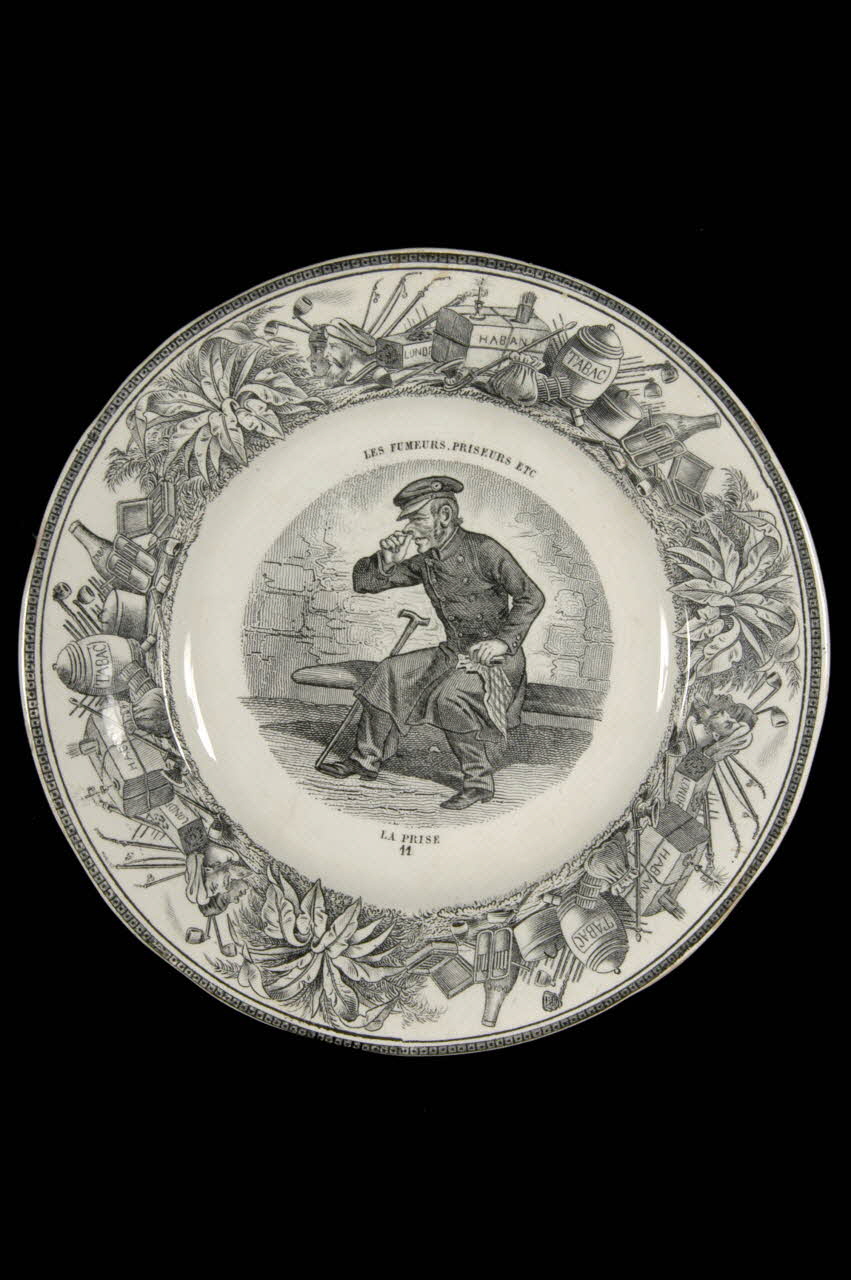 FaïEnces assiette plate Les fumeurs, priseurs etc Picardie, France 1890 1956.113.11 Photo