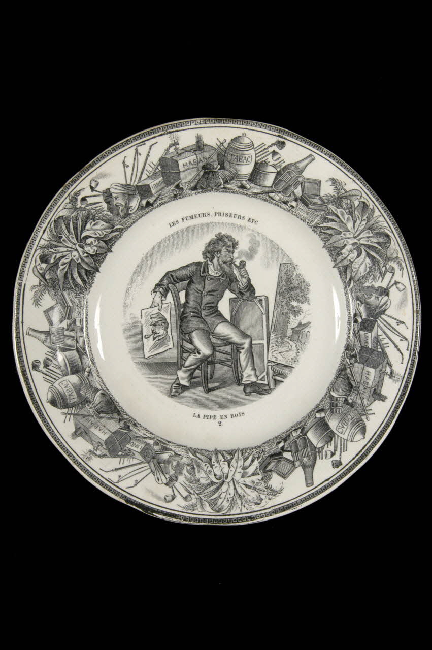 FaïEnces assiette plate Les fumeurs, priseurs etc Picardie, France 1890 1956.113.2 Photo