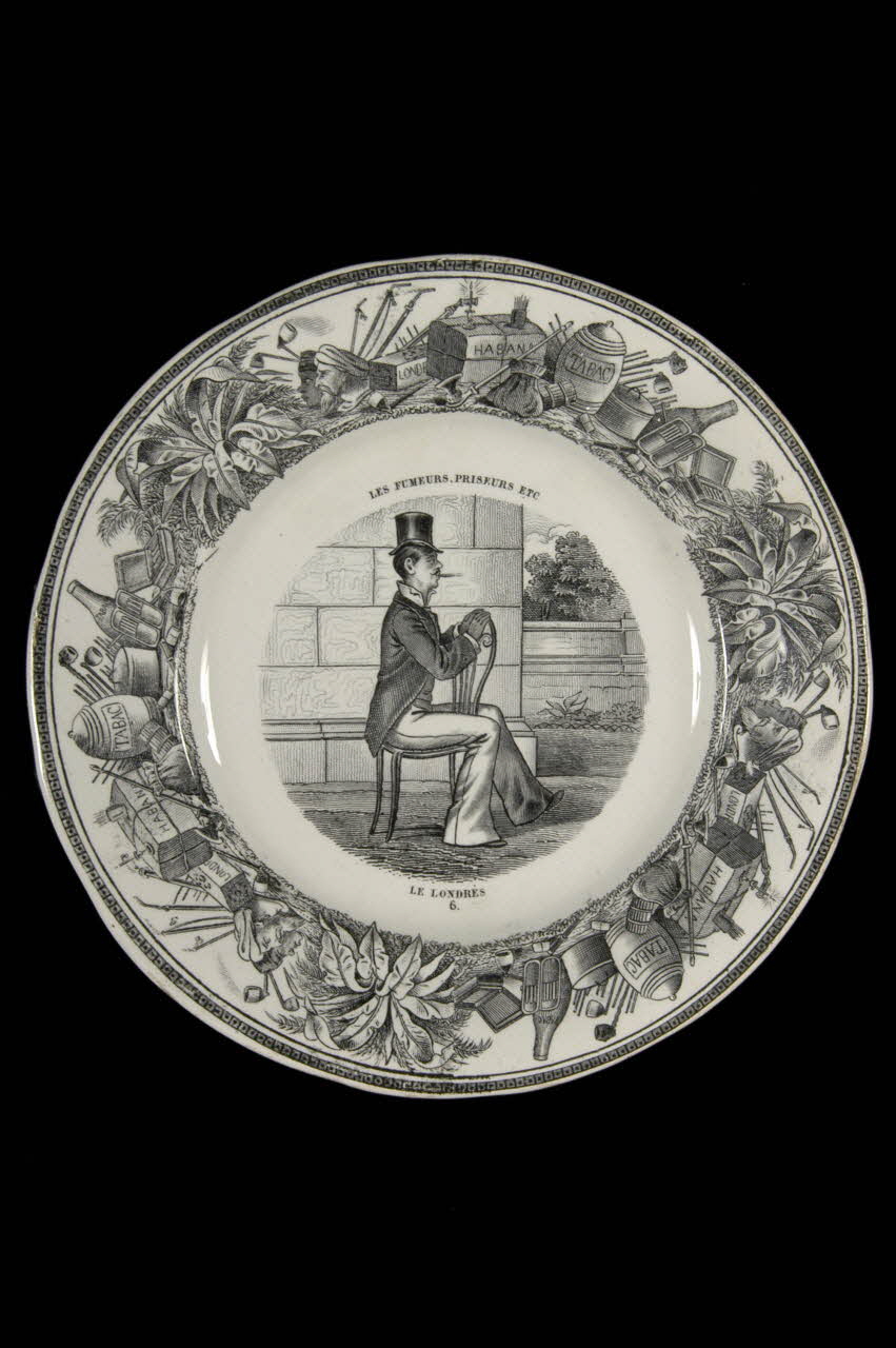 FaïEnces assiette plate Les fumeurs, priseurs etc Picardie, France 1890 1956.113.6 Photo