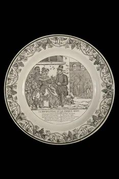 Louis Lebeuf Et Thibault assiette plate La bouquetière et le croque-mort Centre, France 1830 1957.95.21 Photo