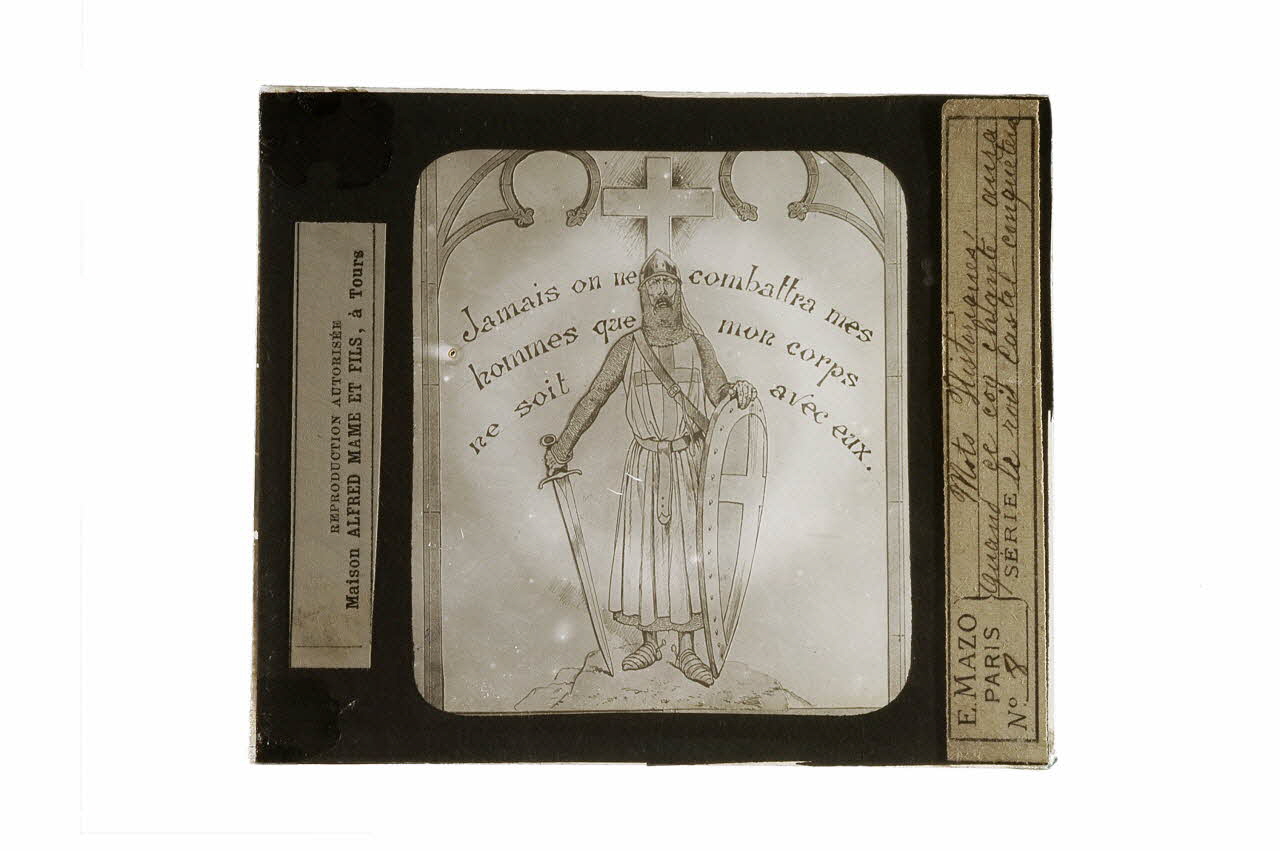plaque de projection Jamais on ne combattra mes hommes que mon corps ne soit avec eux (Louis IX) 1970.15.56 Photo